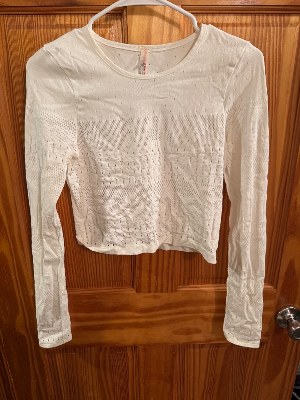 White Free People Movement Cropped Long Sleeve